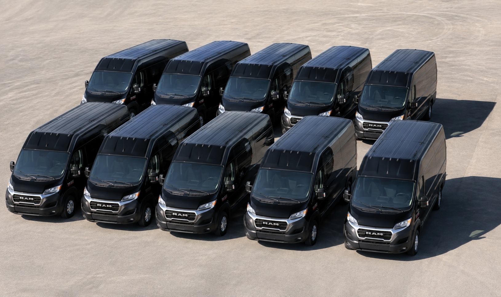 Conceptual black cargo van fleet representing NCR growth